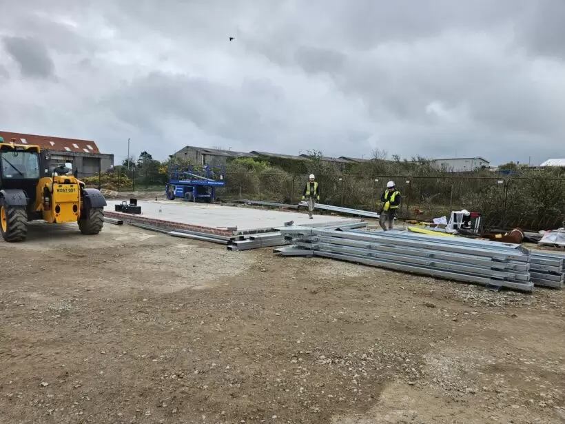 cold rolled steel building foundation laid on worksite