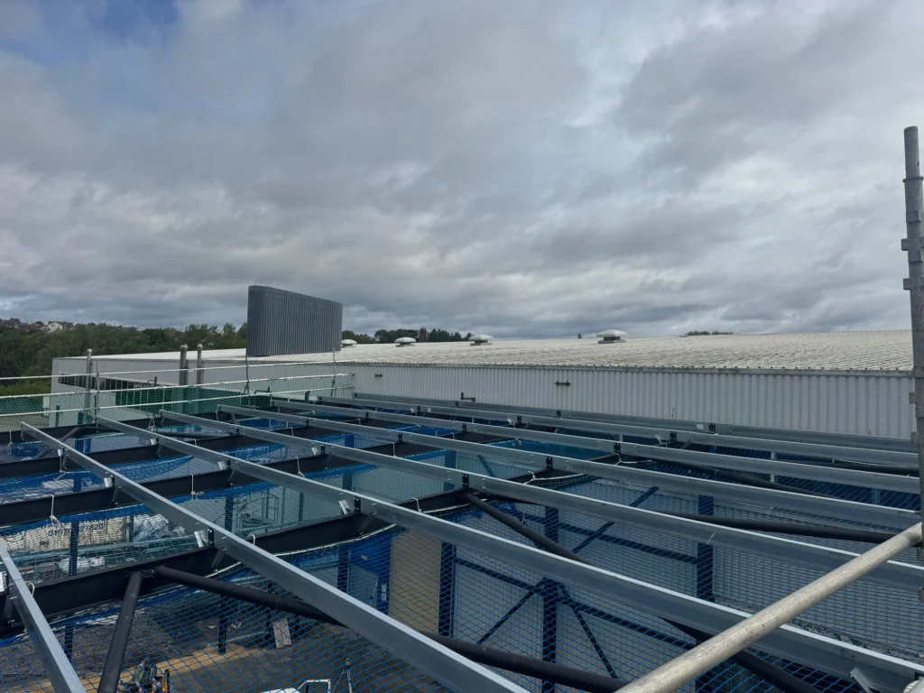 Exterior shot of structural steel frame.
