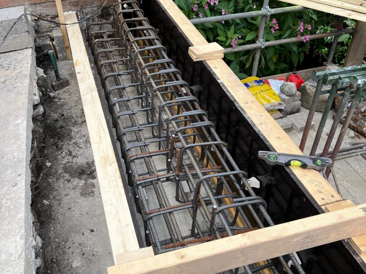 Structural steel encased in shuttering