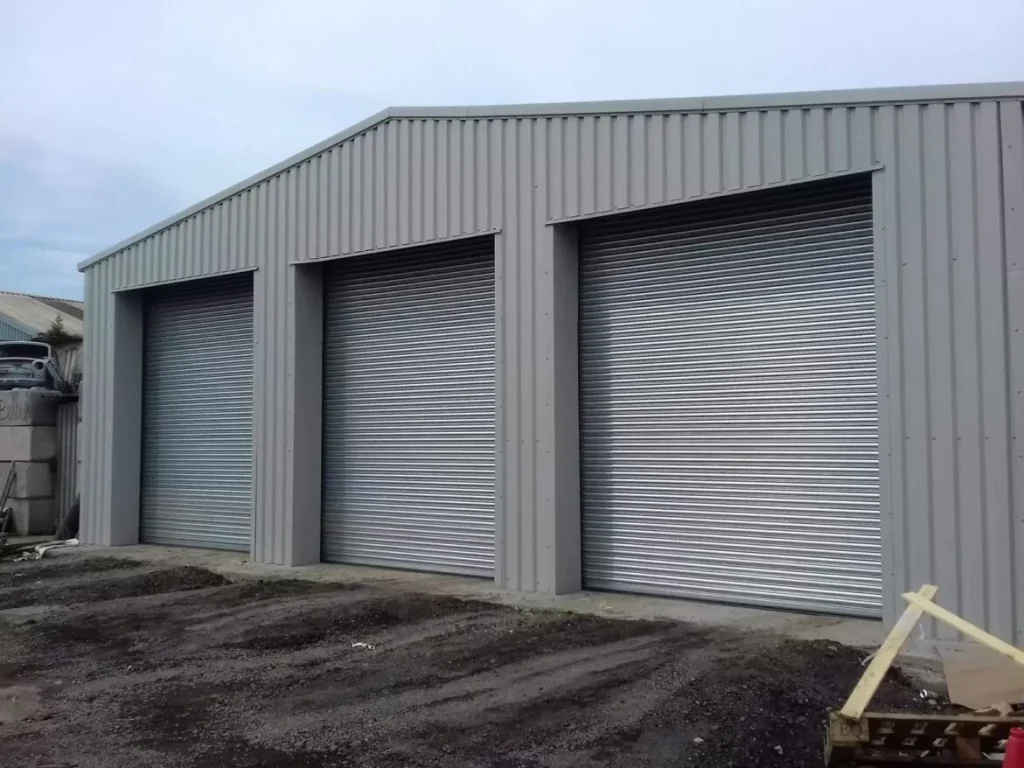 Steel building with three roller shutter doors for Ezi Mix Concrete