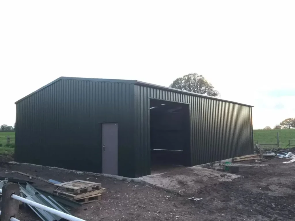 Steel building for K G Site Services with open bay
