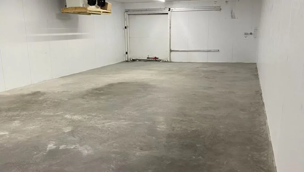 New power floated coldstore floor inside the insulated cold room at Simply Food Solutions Ltd