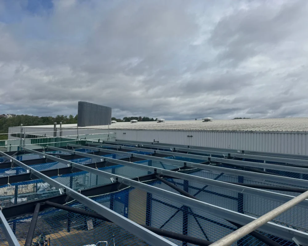 Exterior shot of structural steel frame.