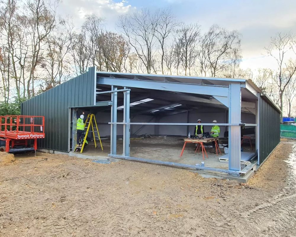 Cold rolled steel building half constructed