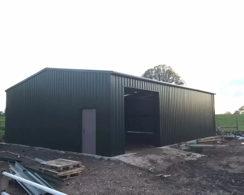 Steel building for K G Site Services with open bay
