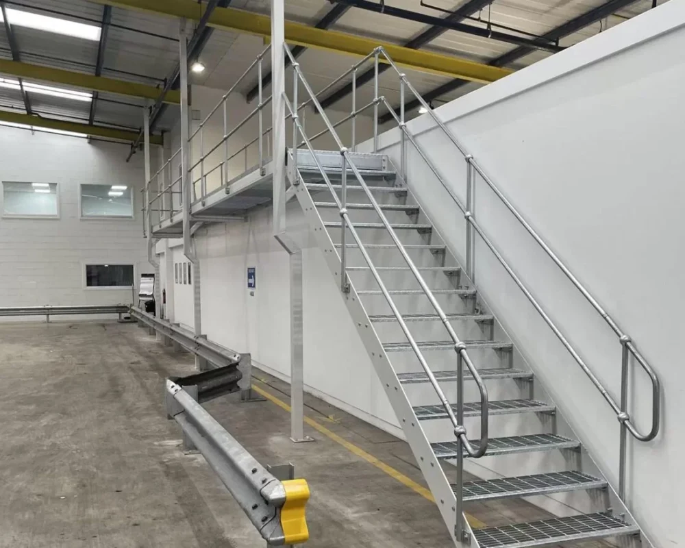 Steel staircase and mezzanine platform installed for Milk and More