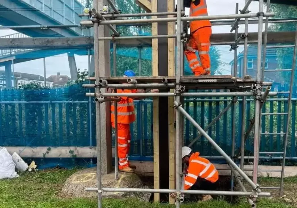 New concrete piers being constructed in Shiremoor