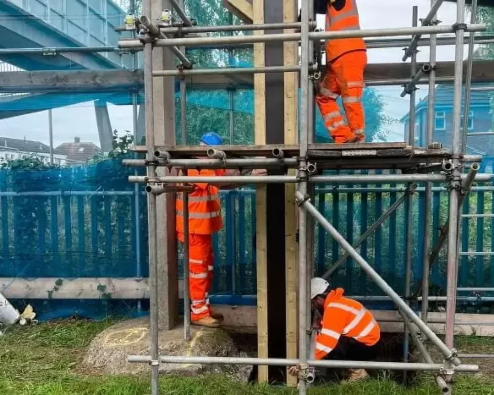 New concrete piers being constructed in Shiremoor