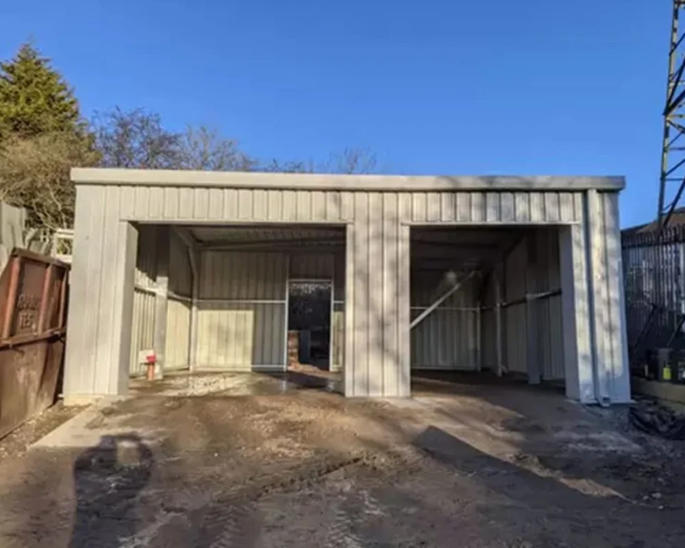 Twin bay steel storage building for the NHS