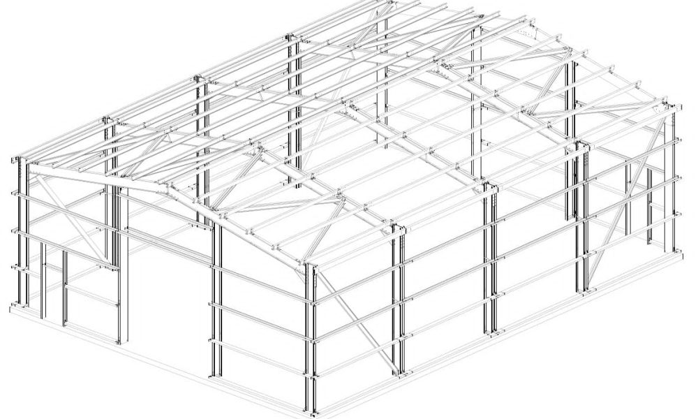 3D structural engineering model of a steel building frame